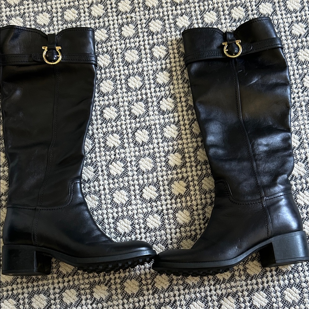 Ferragamo Leather Knee-High Riding Boots